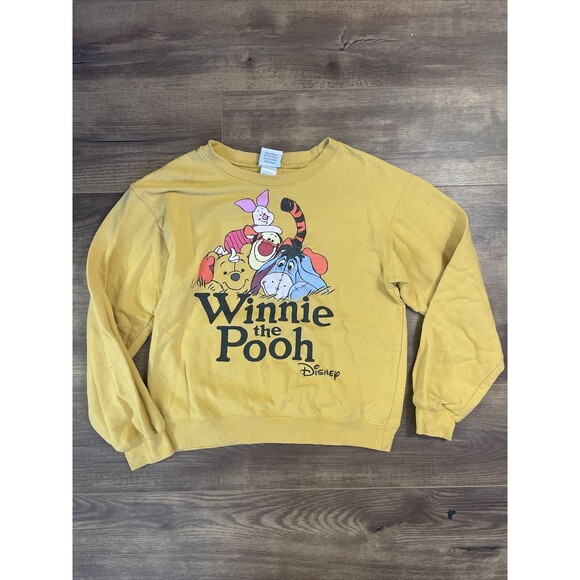 Winnie The Pooh and Friends Disney Yellow Crewneck Sweatshirt Size XS Cotton - Picture 1 of 8
